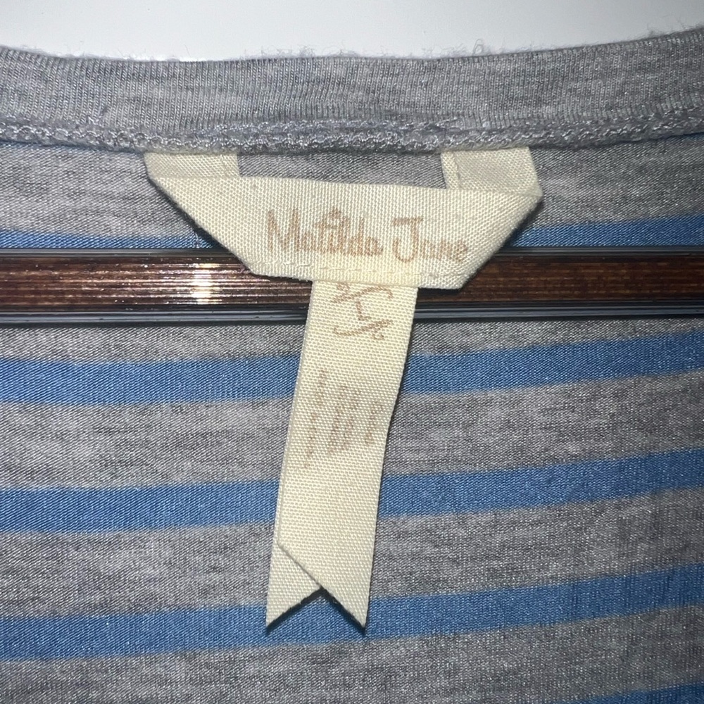 SOLD MATILDA JANE Blue Gray Her Majesty Striped Dress Womens Large Handkerchief - Picture 3 of 5